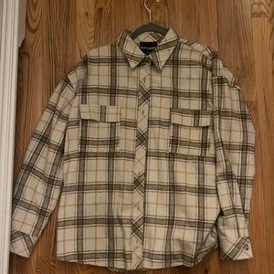 Large brown/tan/neutral Kittenish plaid button up